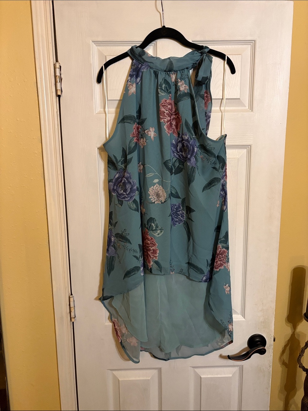 Sweet Pea Teal Floral High-Low Halter Dress